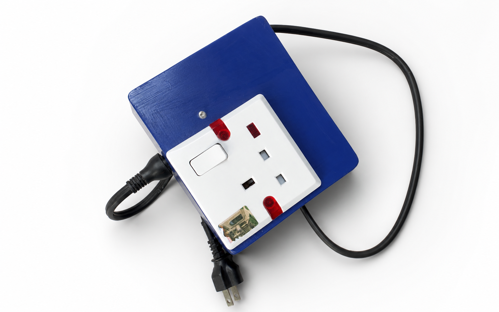 Clean product image of a smart power control electronics prototype